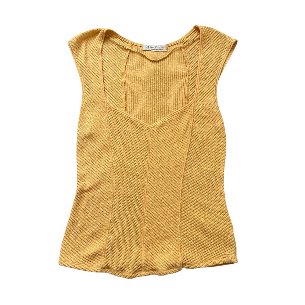 We the Free (Free People) dark yellow ribbed knit cap sleeve top size L